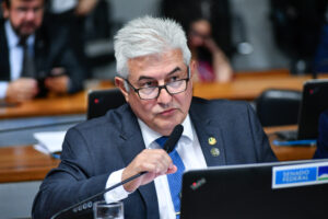 Senador Astronauta Marcos Pontes (PL-SP), relator do PL 6.211/2019, durante reunião na Comissão de Infraestrutura.