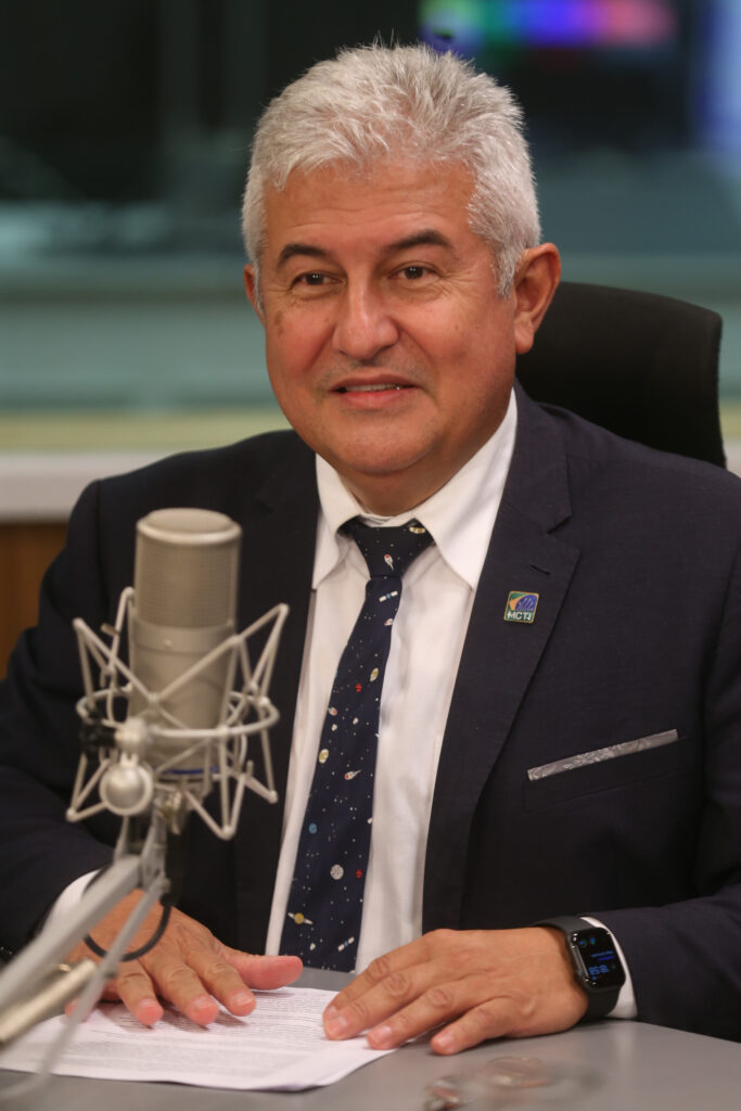 O  ministro da Ciência e Tecnologia, Marcos Pontes, no programa A Voz do Brasil, da EBC.