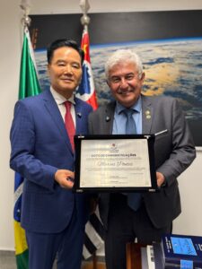 Senador Astronauta Marcos Pontes (PL/SP) e o Diretor da ACIBC, Roberto Cho
